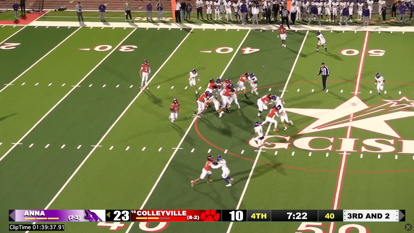 Colleyville v Anna - 1:39:34 Cville.21 with hard 17yd run