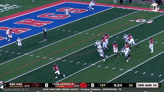 Colleyville v Red Oak - 7:54 Cville.11 runs outside left after catch for a 10 yd TD