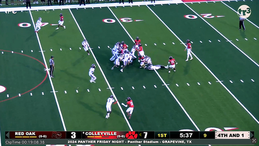 Colleyville v Red Oak - 19:05 ROak.5 tracks down the runner from backside to force turnover on downs.